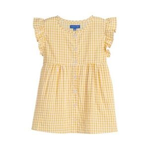 Maison Me Golden Yellow & White Gingham Flutter Sleeve Top Girls Size 12